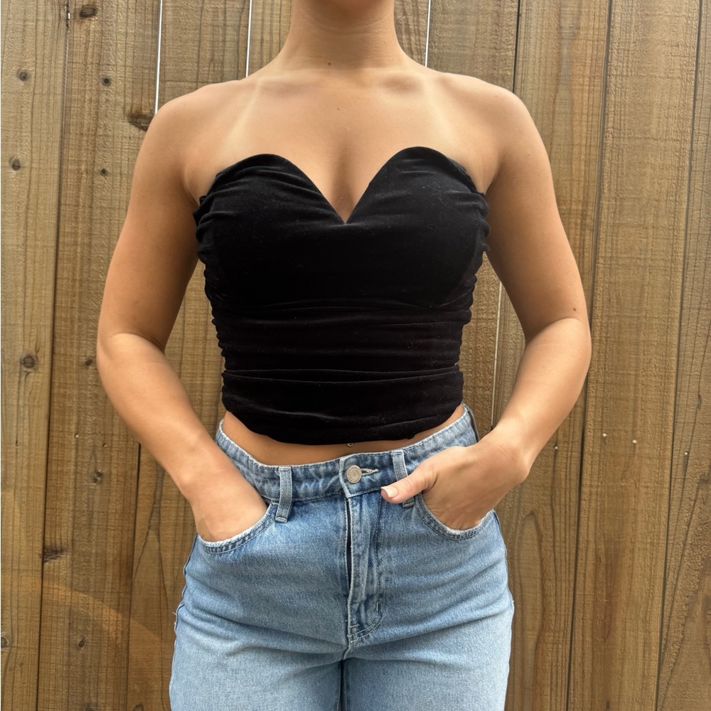 Express velvet strapless tube top